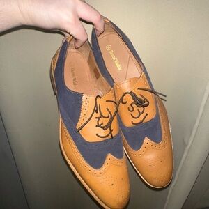 Samuel Windsor tan leather and navy suede brogues lace up men’s size 14